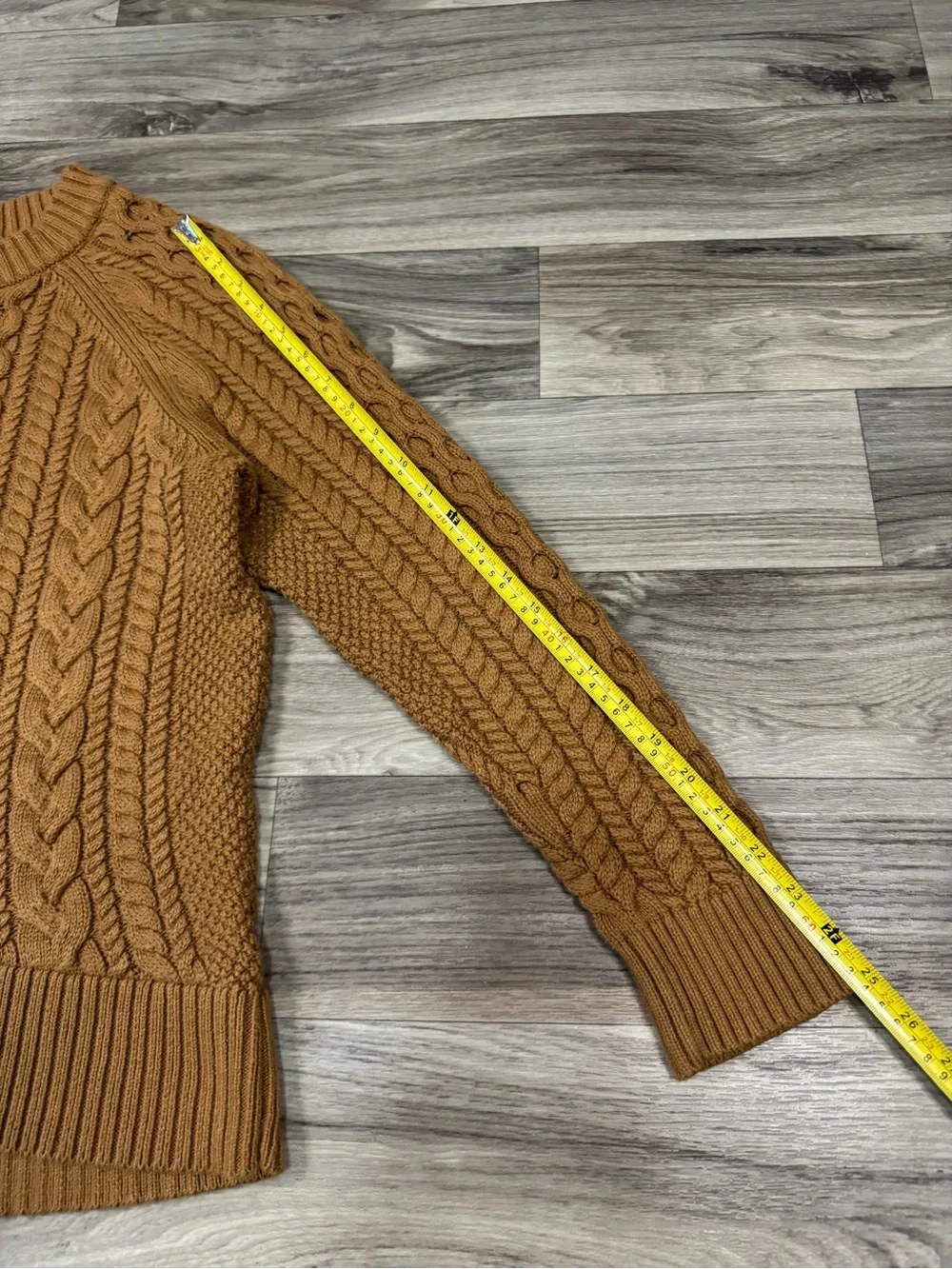 J. Crew 100% Cotton Cable Knit Crewneck Sweater in Cafe Latte Size Medium
